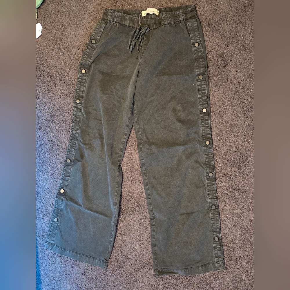 Casual Wide Leg Button Pants in Gray